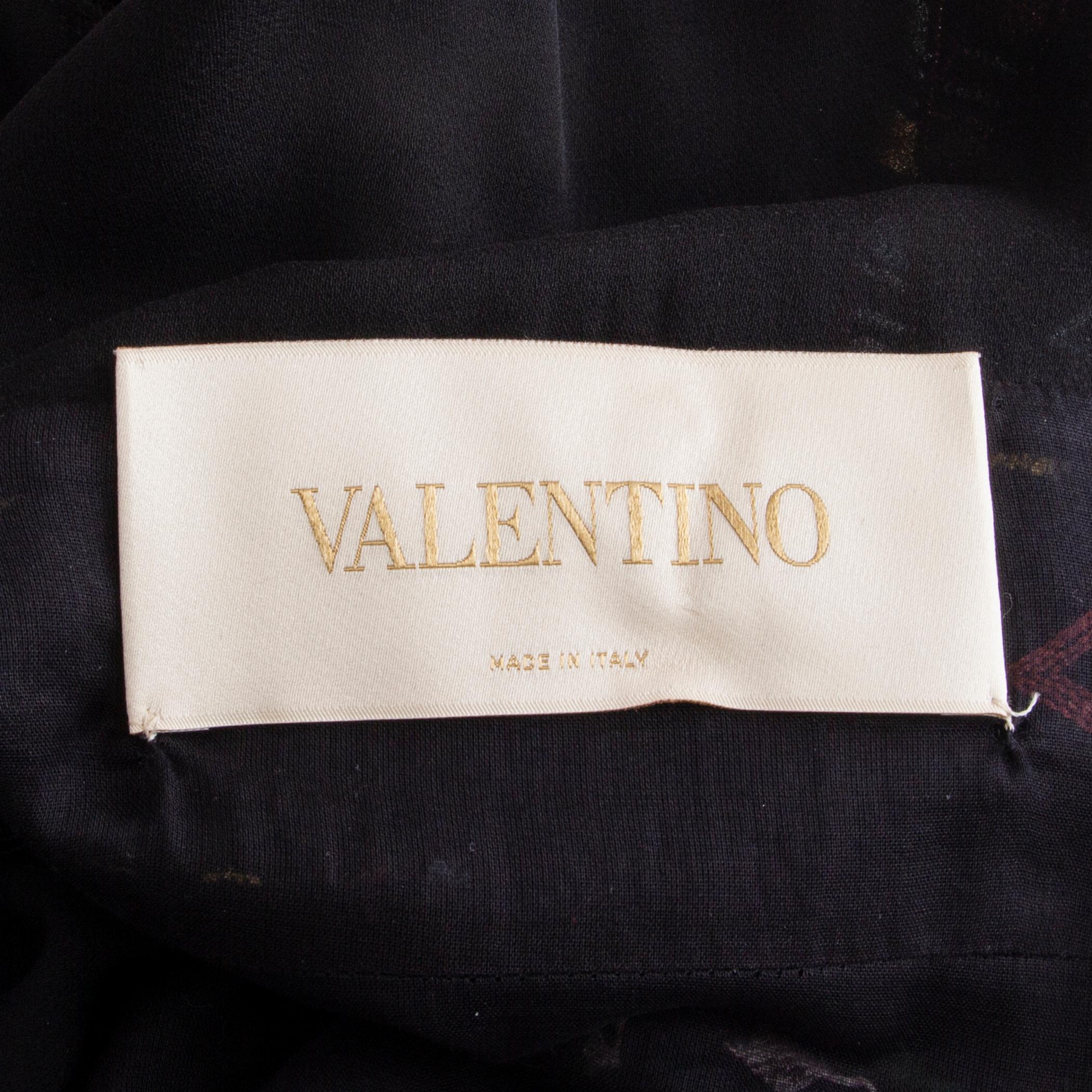 VALENTINO black silk BEDED Short Sleeve Dress 40 For Sale 1