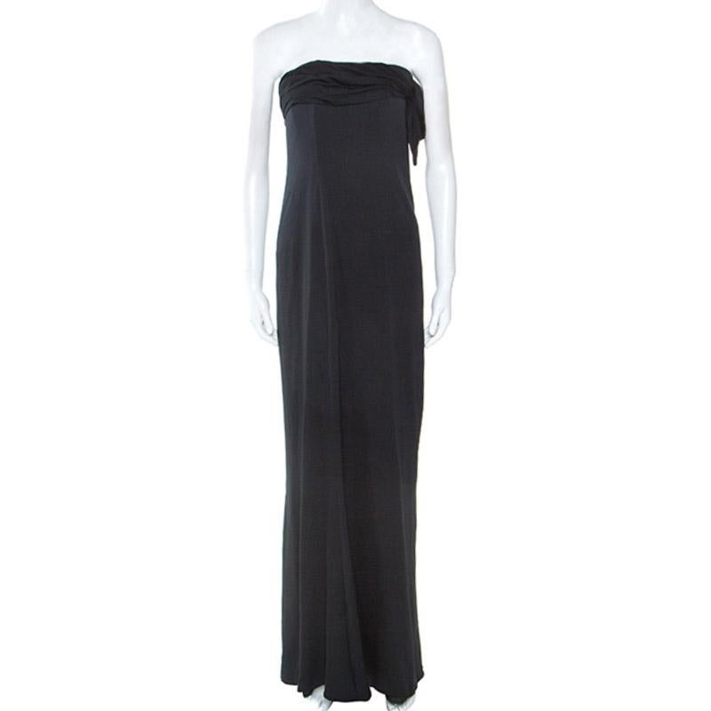 Women's Valentino Black Silk Bow Detail Strapless Gown and Ruffled Bolero Set L