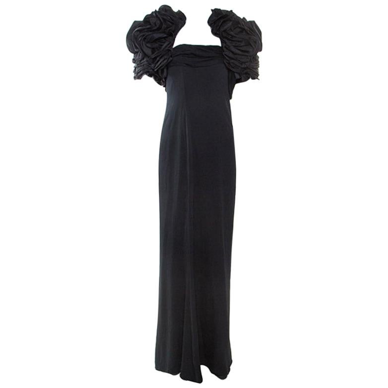 Valentino Black Silk Bow Detail Strapless Gown and Ruffled Bolero Set L