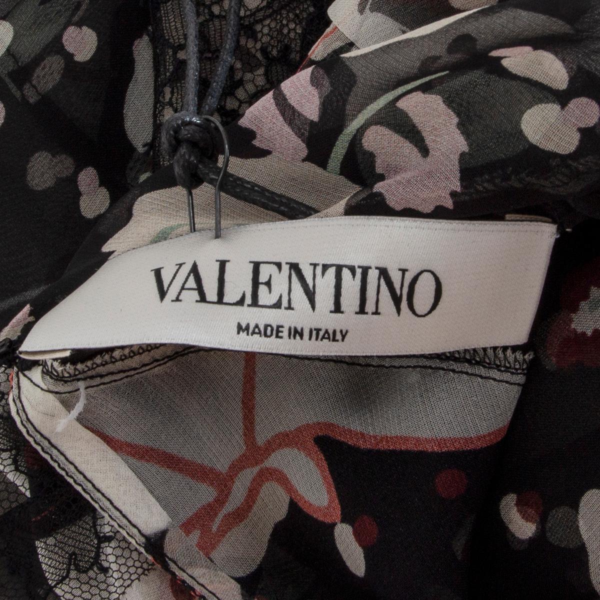 VALENTINO: schwarzes POP-butTERFLIES-Bluse aus Seidenchiffon, 42 M Damen im Angebot