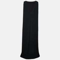 Valentino Black Silk Crepe Sleeveless Maxi Dress M