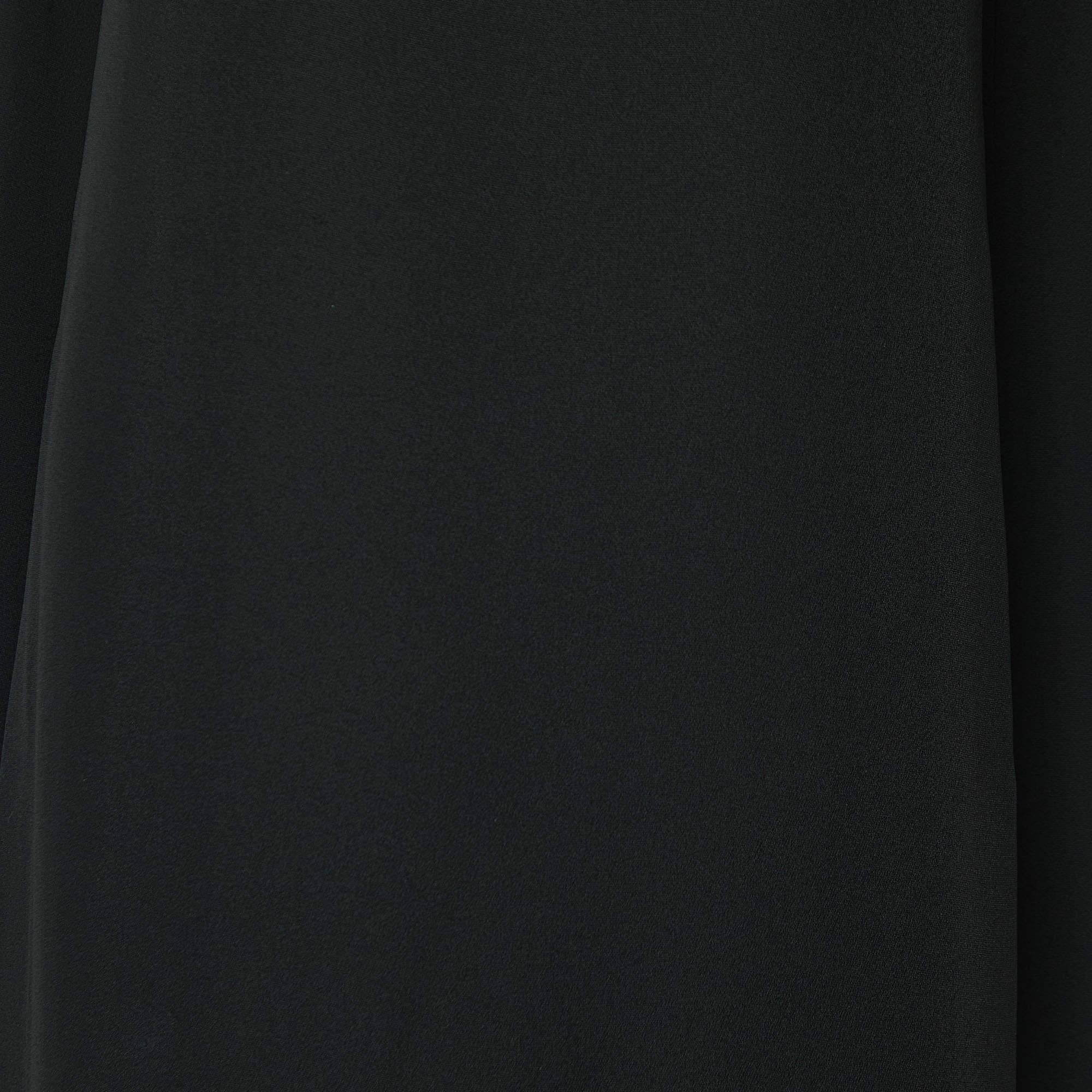 Women's Valentino Black Silk Crepe Sleeveless Maxi Dress M For Sale