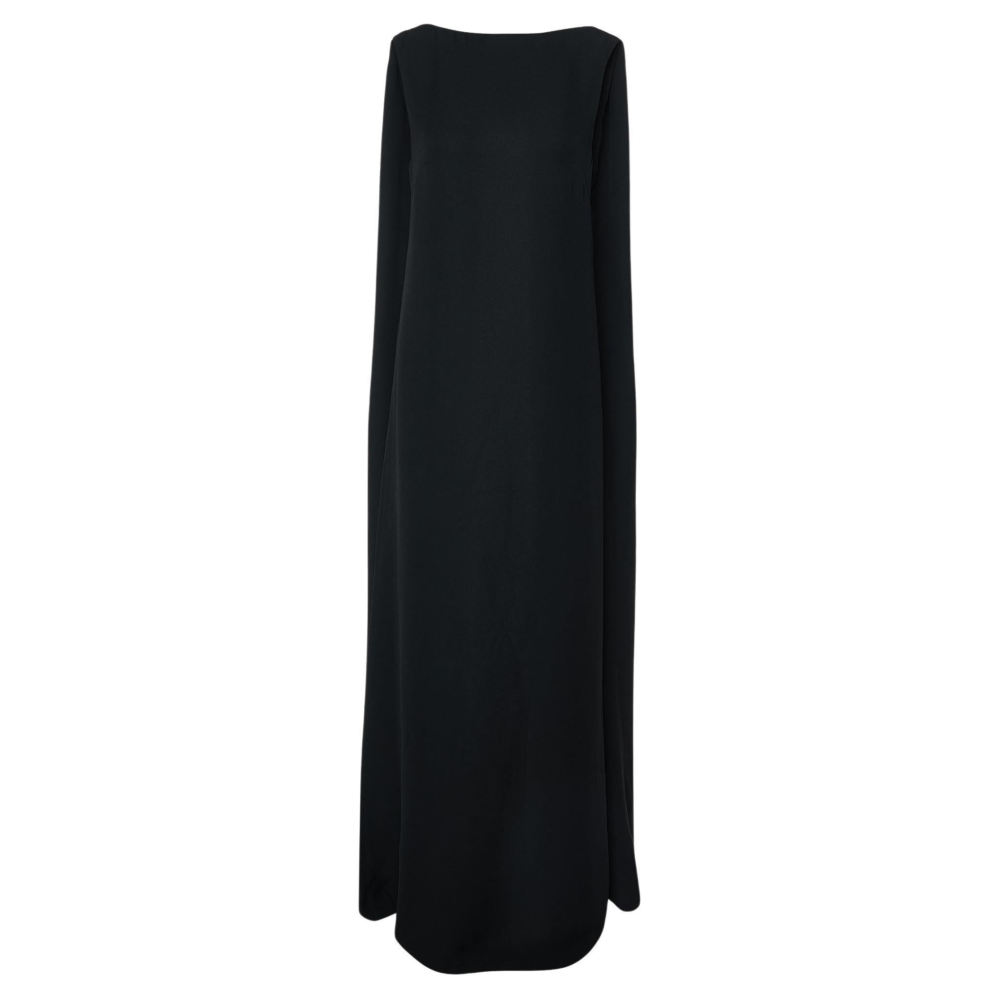 Valentino - Robe longue sans manches en crêpe de soie - Noir M en vente