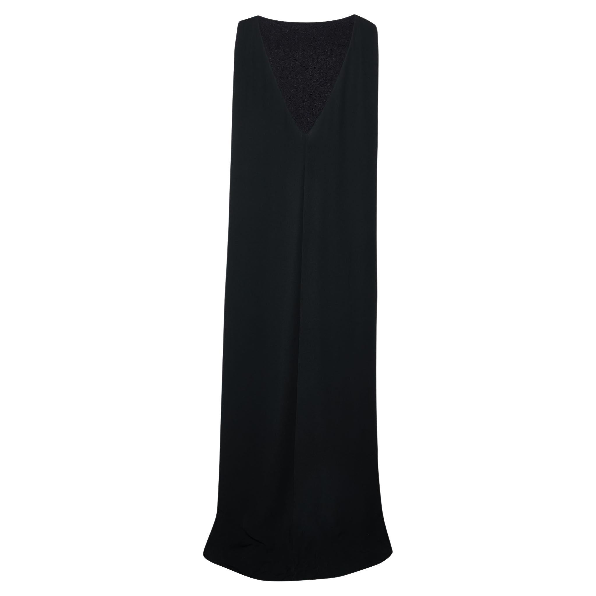 Valentino Black Silk Crepe Sleeveless Maxi Dress M For Sale
