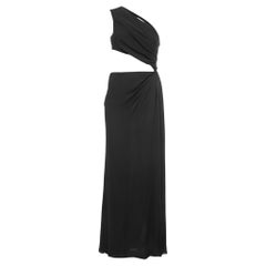 Valentino Black Silk Cutout Detail One-Shoulder Dress M
