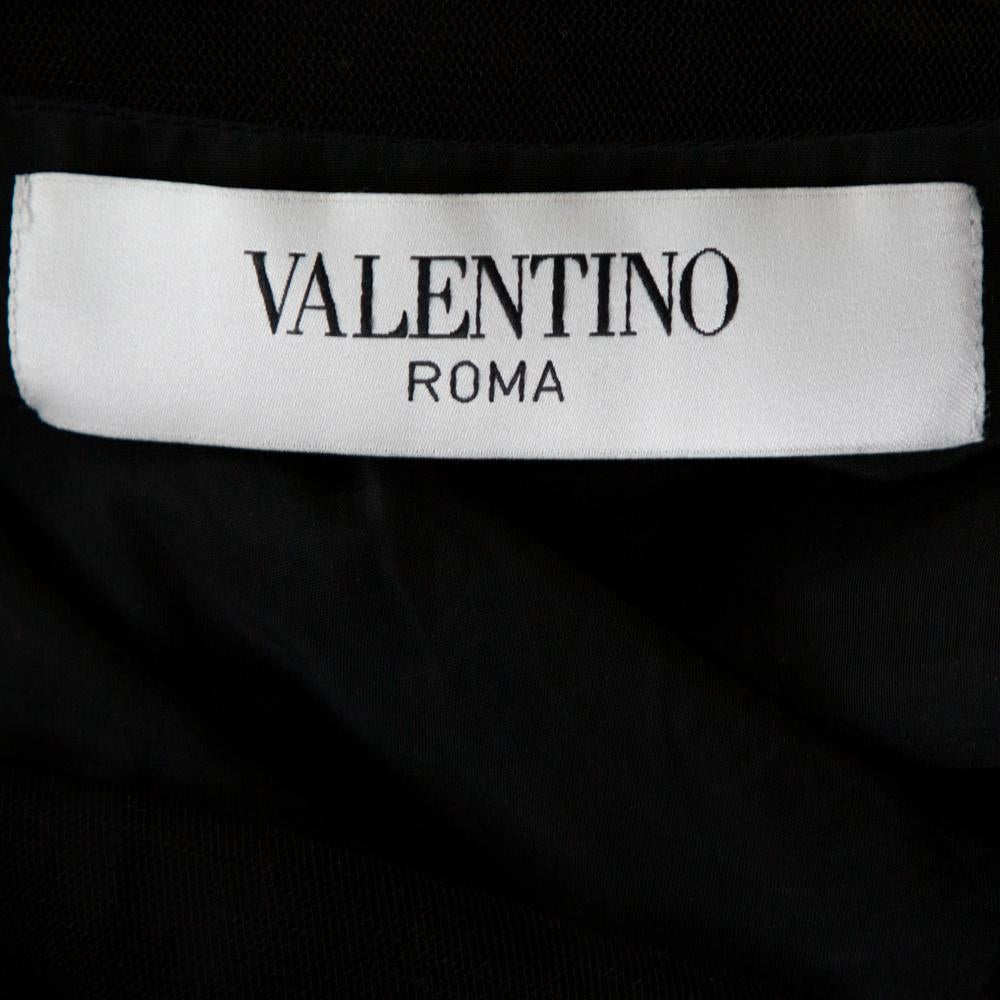 Valentino Black Silk Embellished Lace Trim Maxi Dress L 1