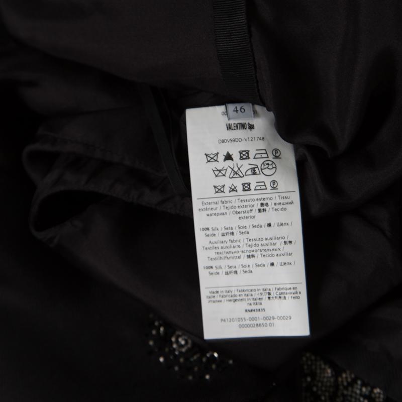 Women's Valentino Black Silk Embellished Sleeveless Gown L