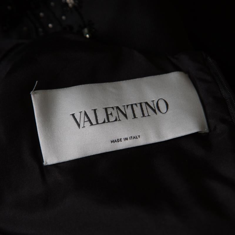 Valentino Black Silk Embellished Sleeveless Gown L 1