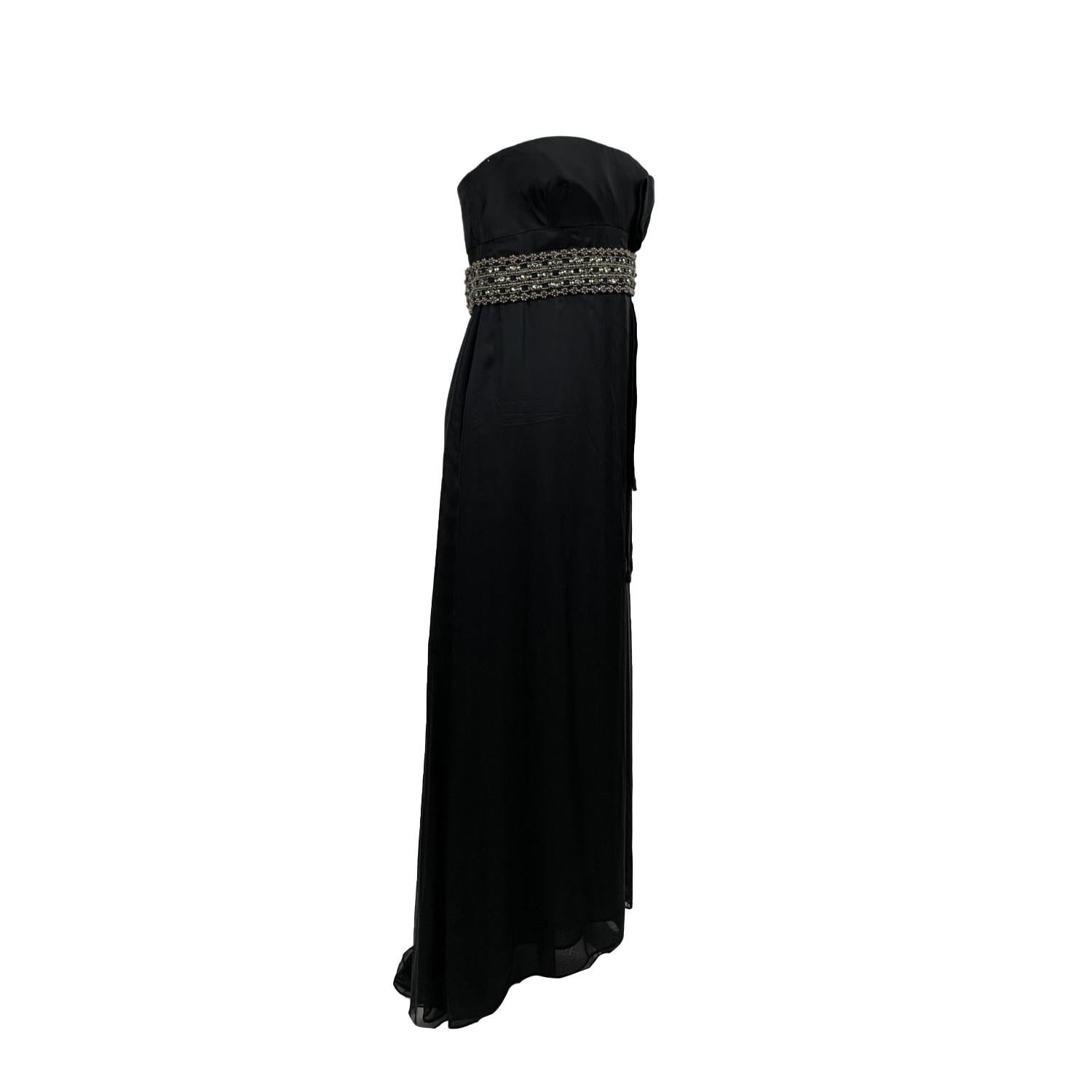 black silk strapless dress