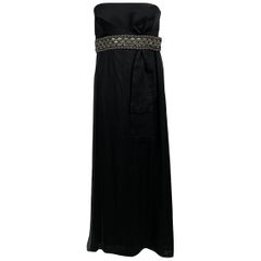 Valentino Black Silk Evening Gown Strapless Bustier Maxi Dress Size S