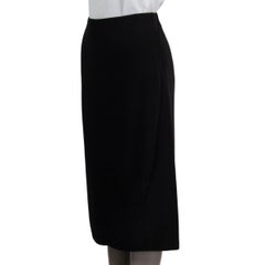 VALENTINO Schwarzer Seidenrock FAUX WRAP MIDI aus Seide 38 XS