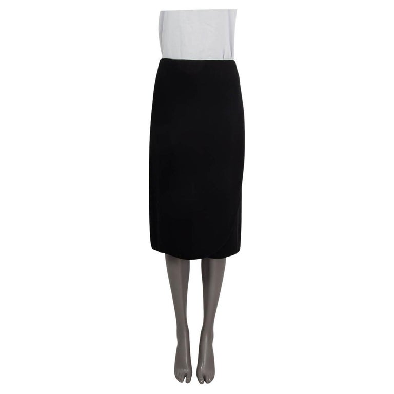 VALENTINO black silk FAUX WRAP MIDI Skirt 38 XS For Sale at 1stDibs