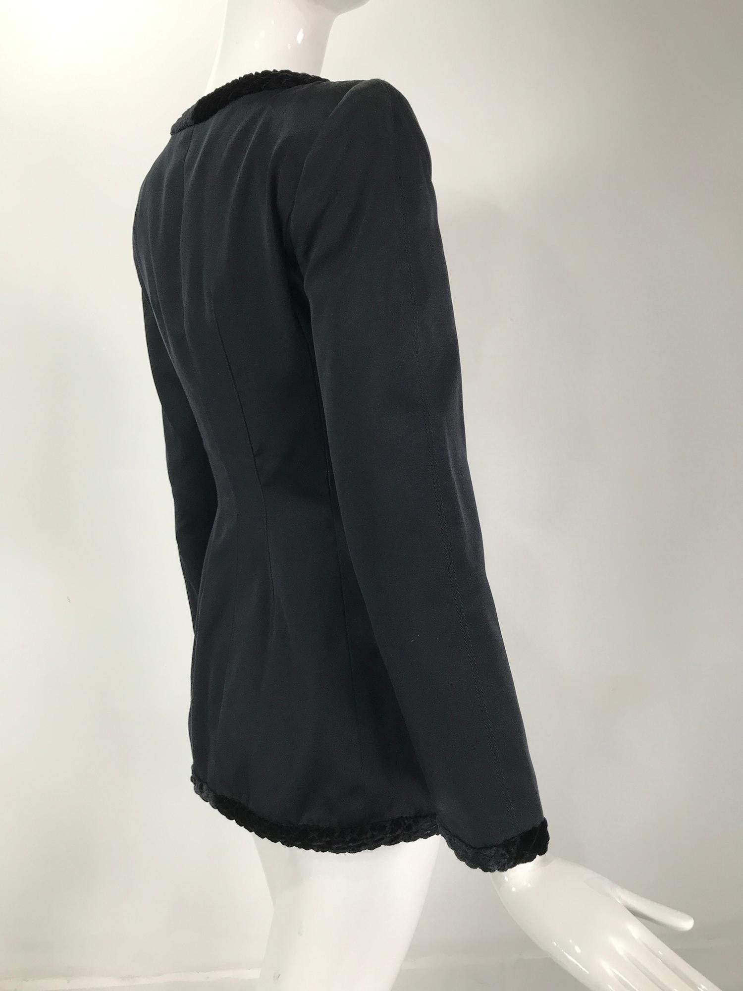 Valentino Black Silk Fitted Jewel Button Evening Jacket 1990s For Sale 4