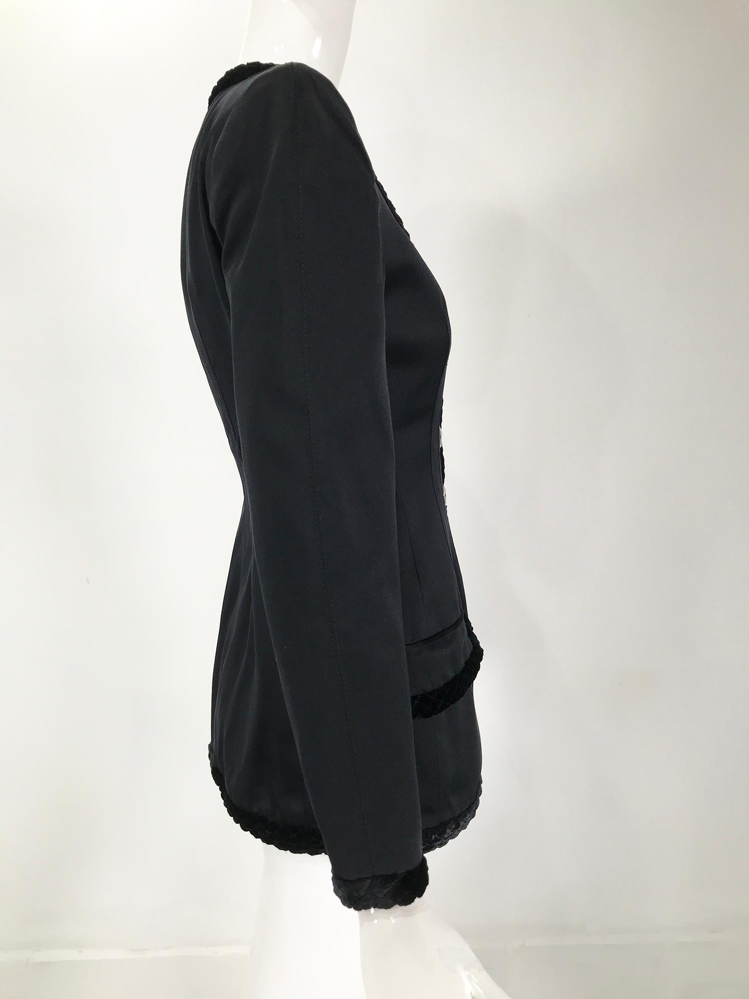Valentino Black Silk Fitted Jewel Button Evening Jacket 1990s For Sale 5