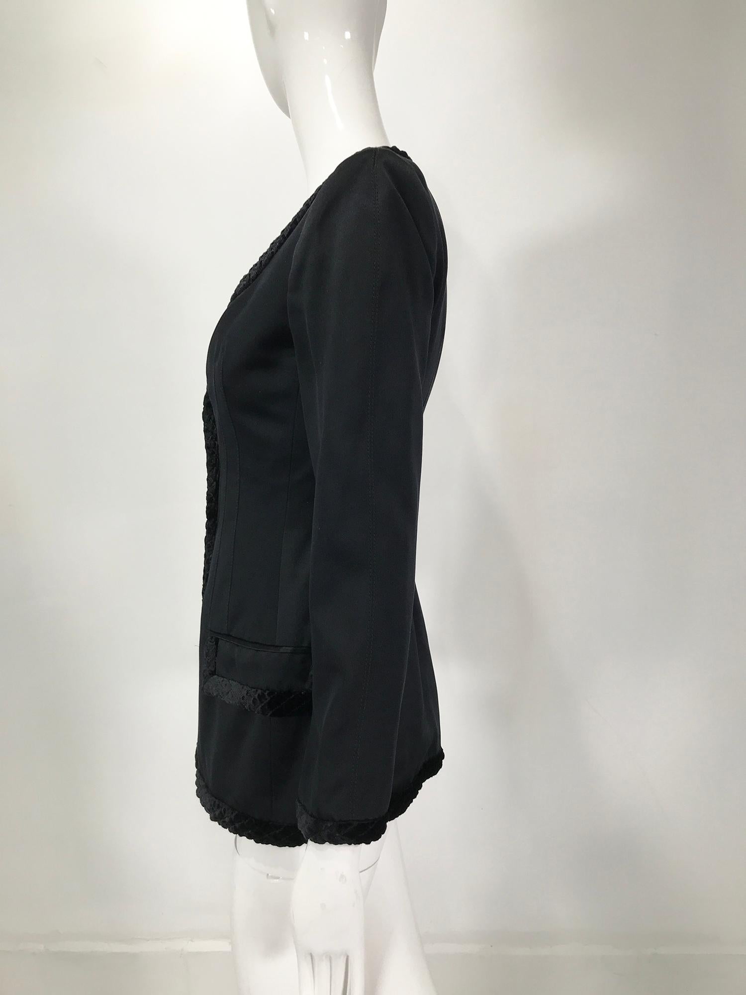 Valentino Black Silk Fitted Jewel Button Evening Jacket 1990s In Good Condition For Sale In West Palm Beach, FL