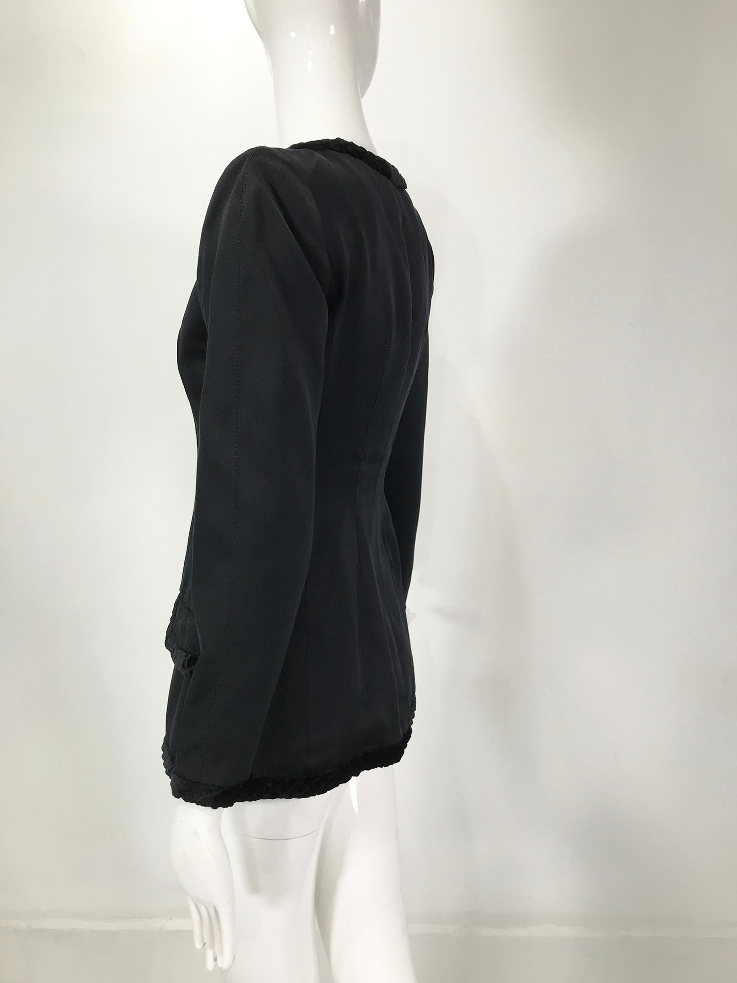 Women's Valentino Black Silk Fitted Jewel Button Evening Jacket 1990s For Sale