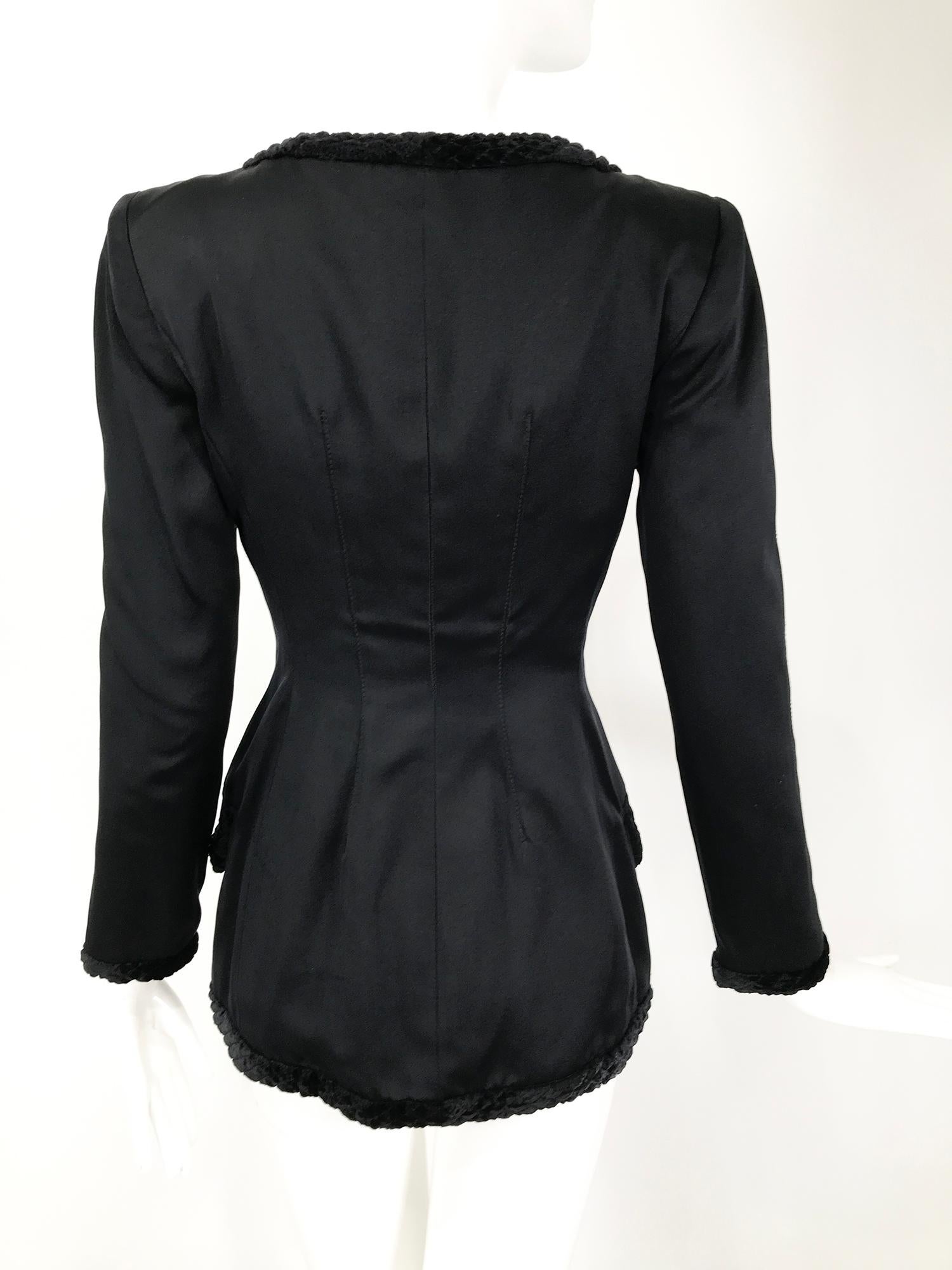 Valentino Black Silk Fitted Jewel Button Evening Jacket 1990s For Sale 2