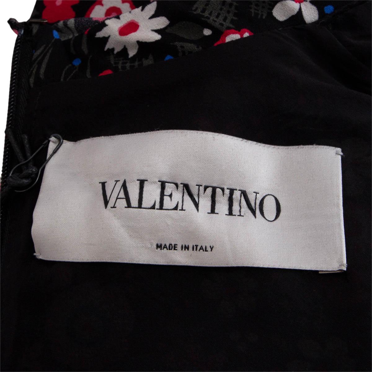 VALENTINO black silk FLORAL Long Sleeve Mock Neck Dress 6 S 1