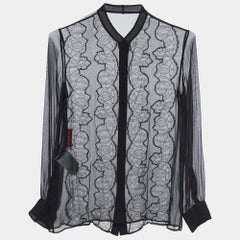 Valentino Black Silk & Lace Blouse S