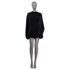 VALENTINO seda negra MANGA ABIERTA PLEATED MINI Vestido 38 XS