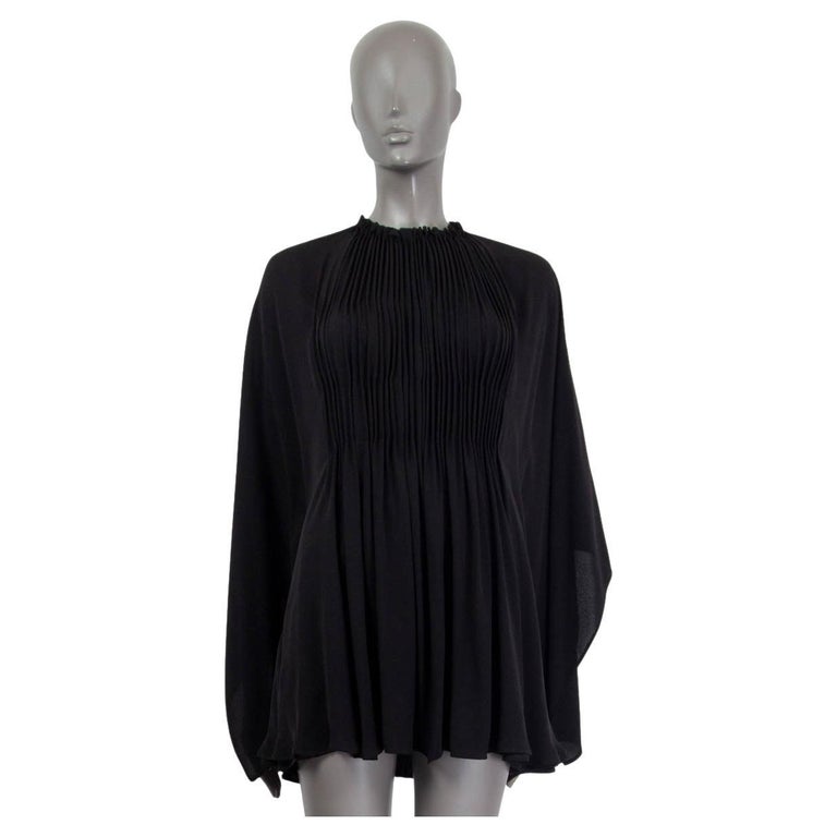 VALENTINO black silk OPEN SLEEVE PLEATED MINI Dress 38 XS For Sale 