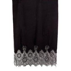 VALENTINO black silk PLISSE & LACE Shawl Scarf