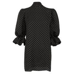Valentino Black Silk Polka Dot Tie Neck Blouse Size M