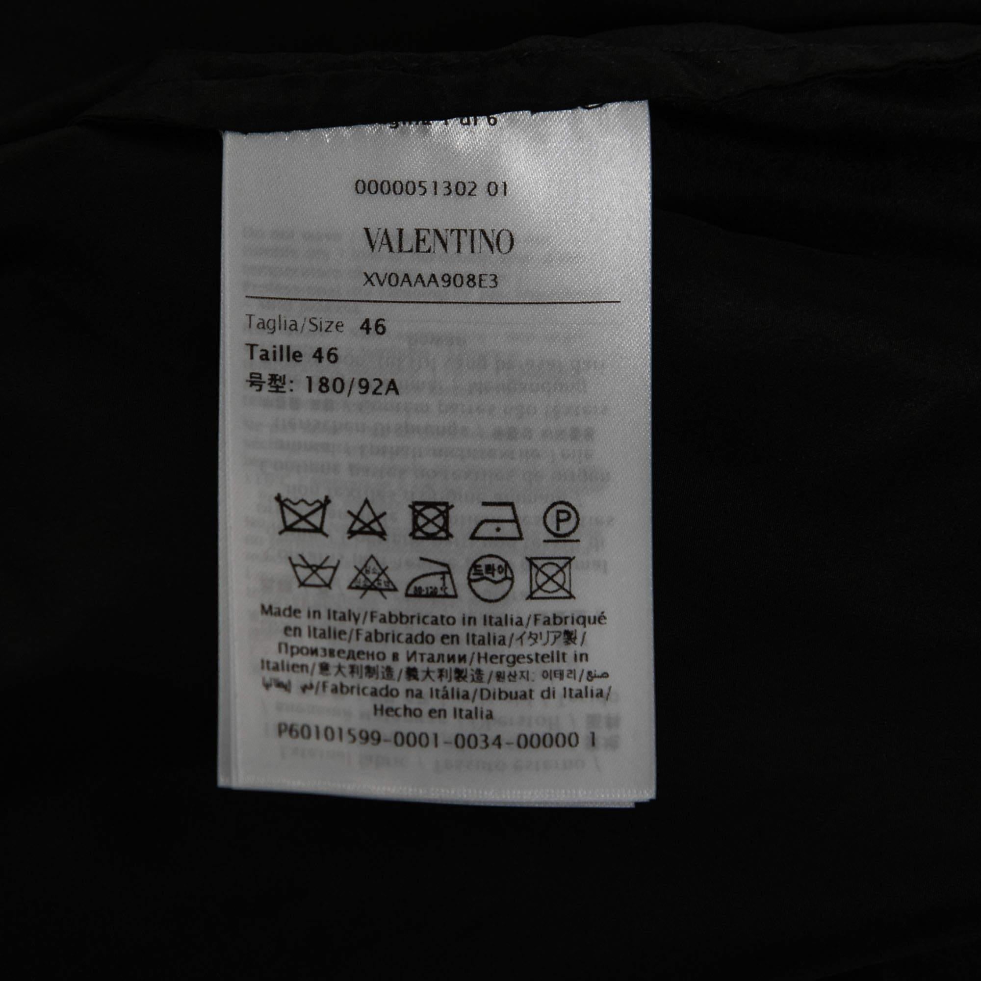 Valentino Black Silk Short-Sleeve Shirt S For Sale 2