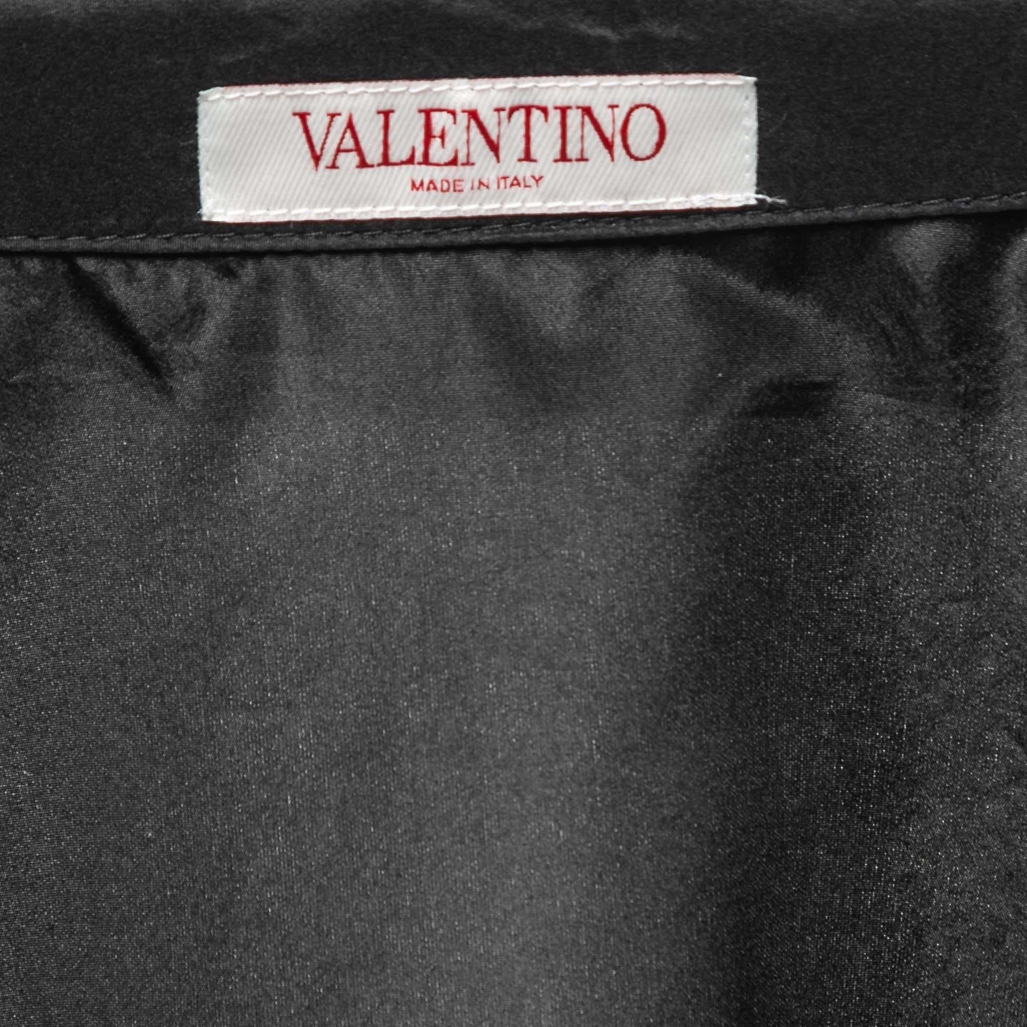 Valentino Black Silk Short-Sleeve Shirt S For Sale 4