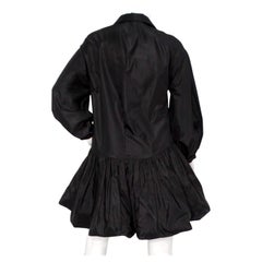 Valentino Black Silk Taffeta Button-Up Long-Sleeve Shirt Dress
