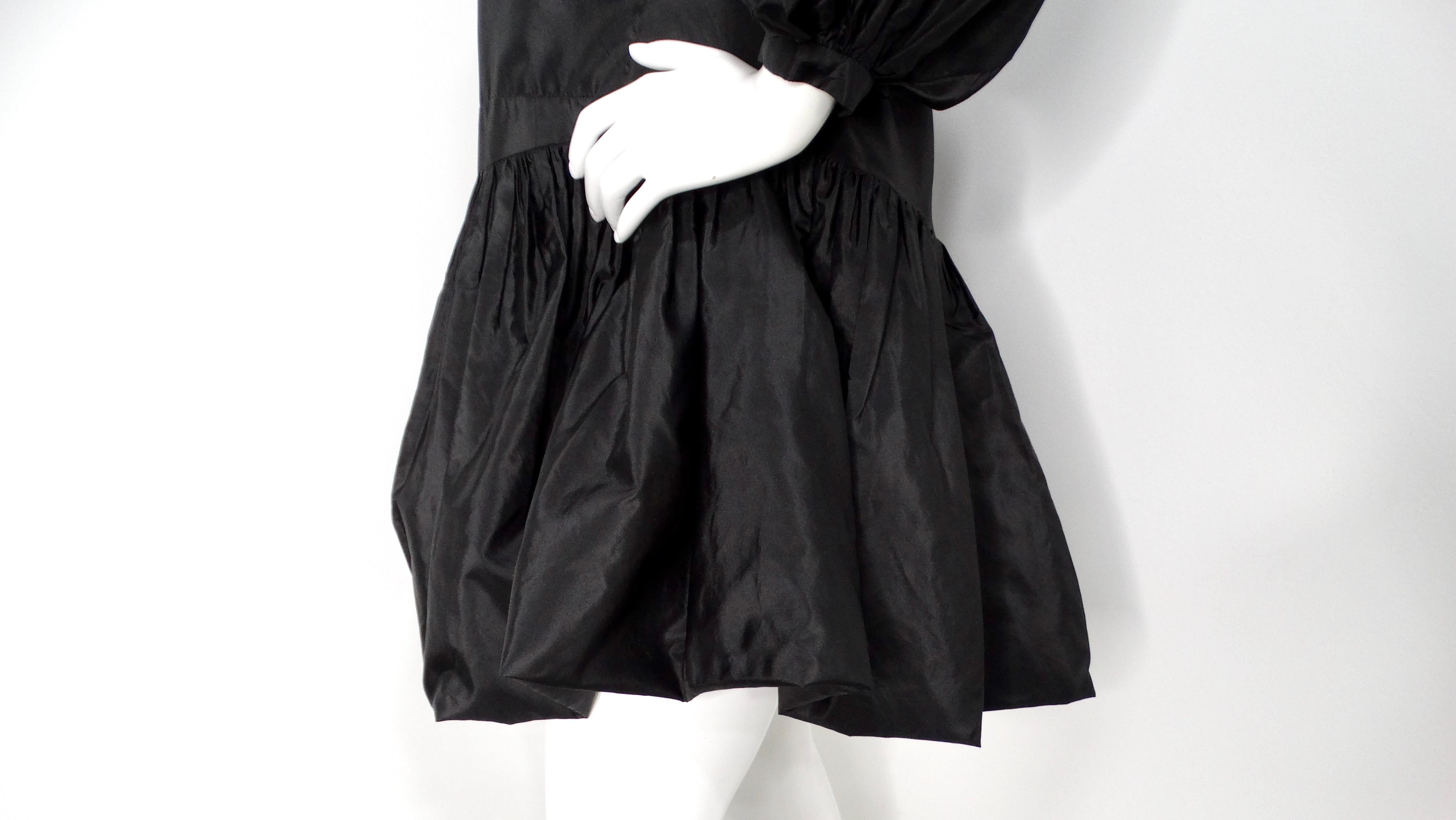 Valentino Schwarzes langärmeliges Hemdkleid aus Seidentaft mit Knopfleiste im Angebot 3