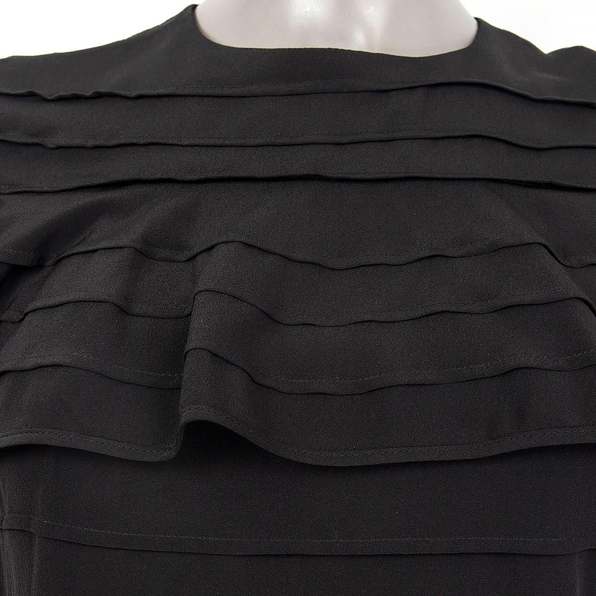 VALENTINO black silk TIERED SHORT CAPE Blouse Shirt 38 XS For Sale 1