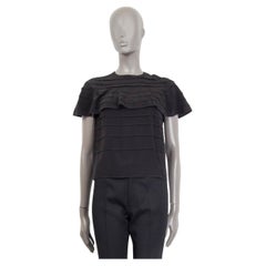VALENTINO black silk TIERED SHORT CAPE Blouse Shirt 38 XS