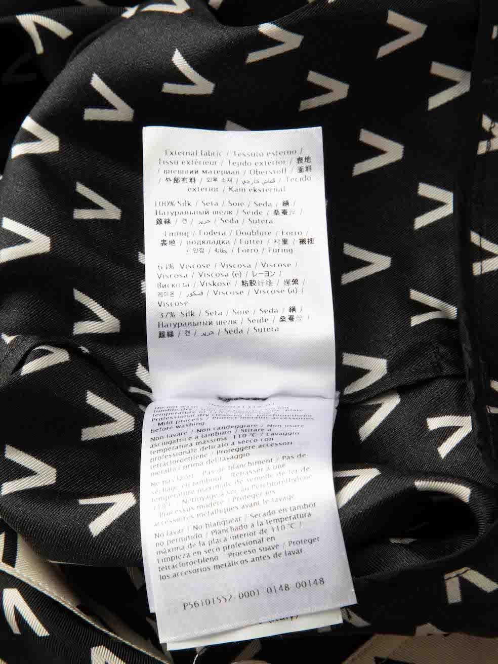 Women's Valentino Black Silk V-Logo Print Playsuit Size XXL For Sale