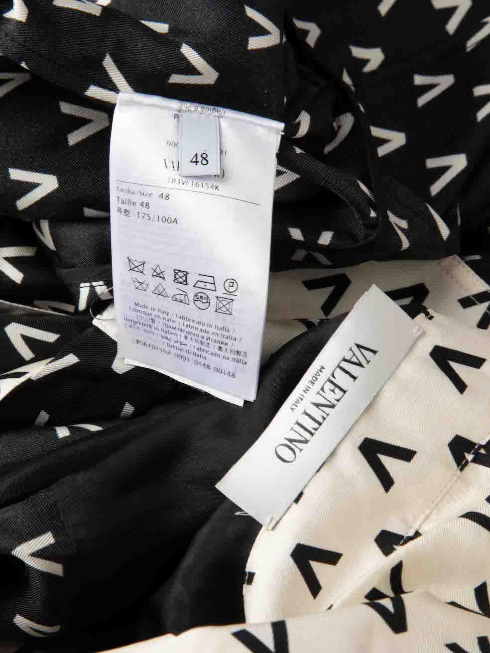 Valentino Black Silk V-Logo Print Playsuit Size XXL For Sale 1