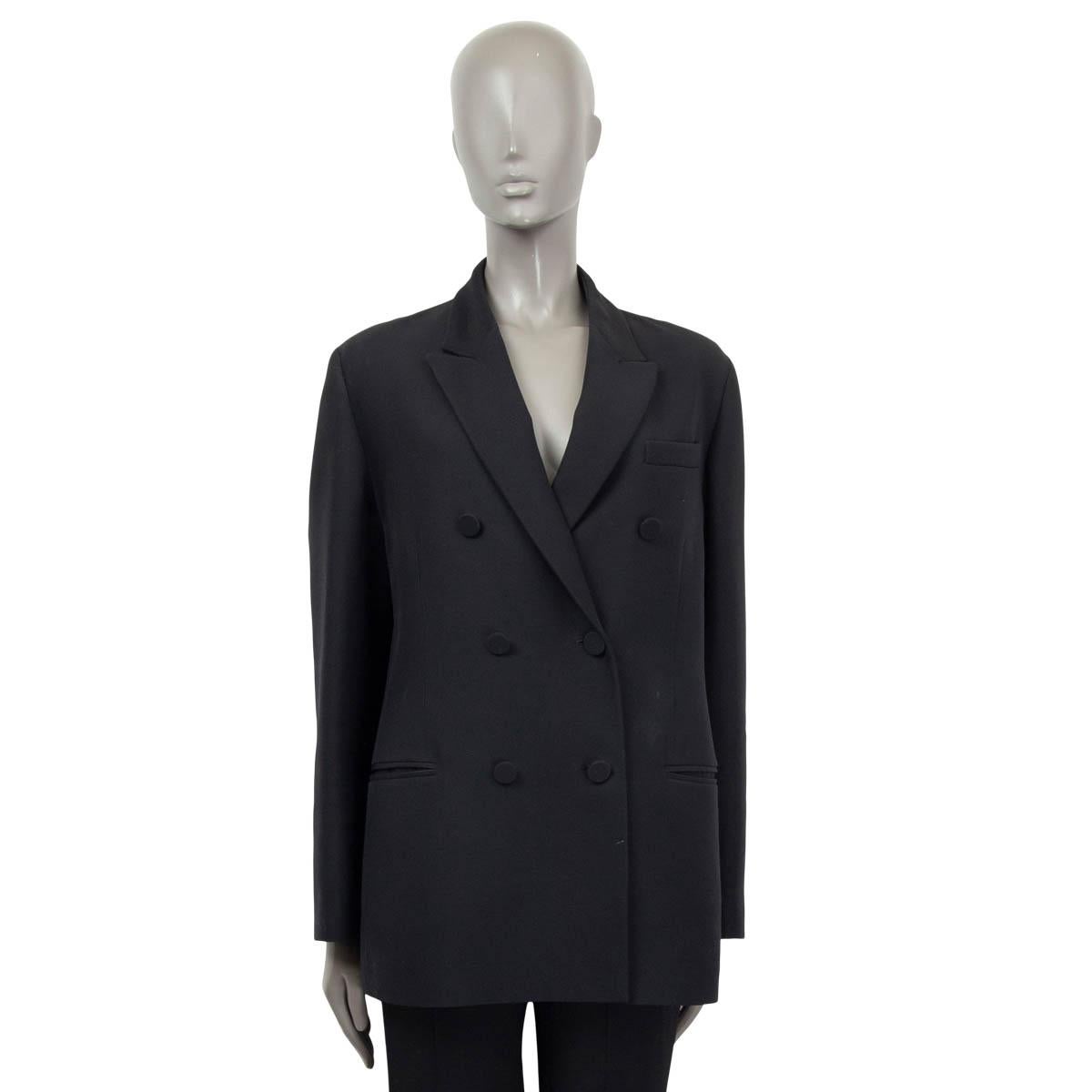 Black VALENTINO black silk & wool 2018 OVERSIZED DOUBLE BREASTE Blazer Jacket 46 XL For Sale