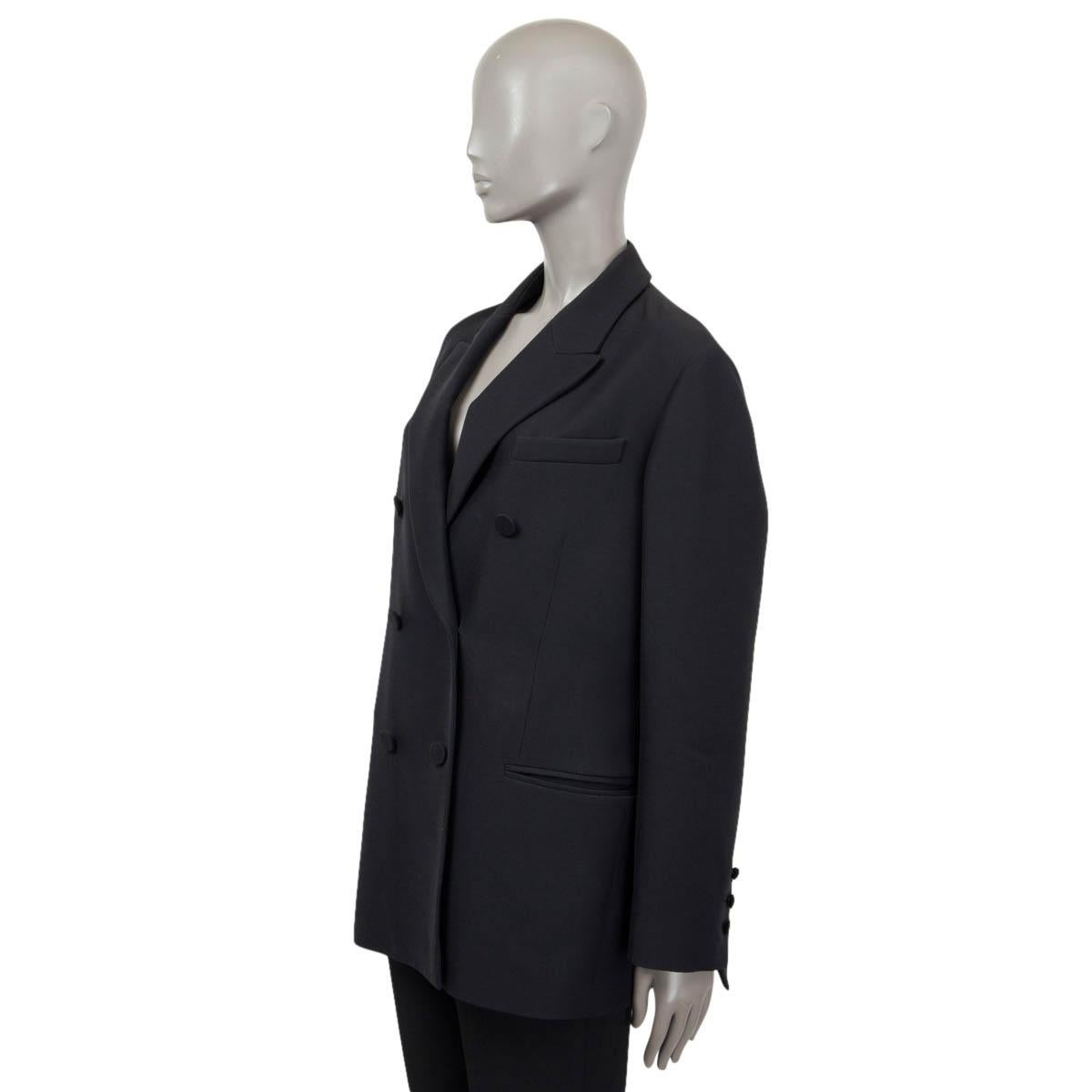 VALENTINO black silk & wool 2018 OVERSIZED DOUBLE BREASTE Blazer Jacket 46 XL In Excellent Condition For Sale In Zürich, CH