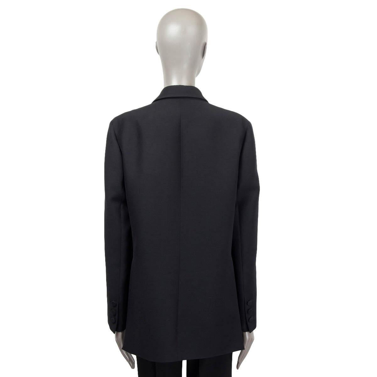 Women's VALENTINO black silk & wool 2018 OVERSIZED DOUBLE BREASTE Blazer Jacket 46 XL For Sale