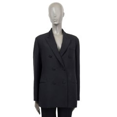 VALENTINO black silk & wool 2018 OVERSIZED DOUBLE BREASTE Blazer Jacket 46 XL