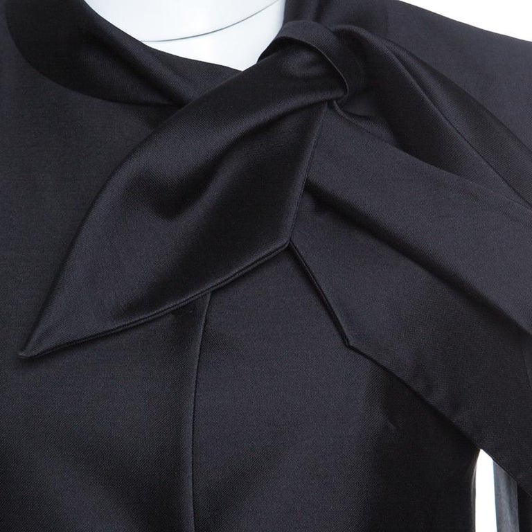Valentino Black Silk Wool Neck Tie Detail Cropped Jacket S For Sale at ...