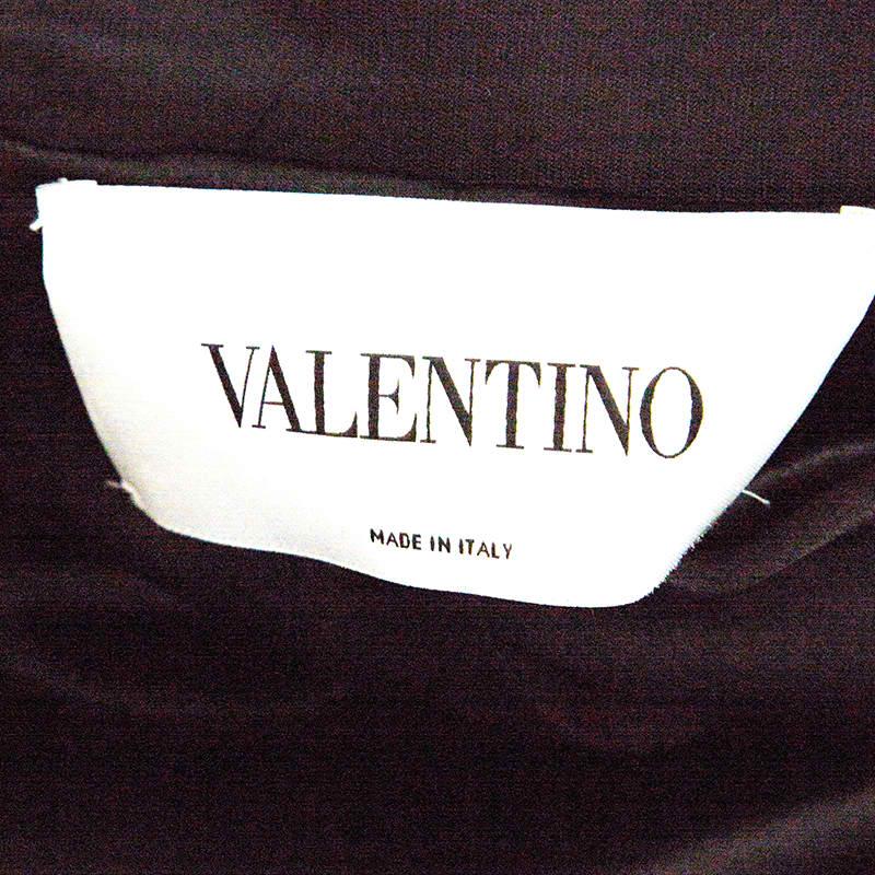 Valentino Black Silk Wool Neck Tie Detail Cropped Jacket S 1