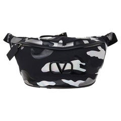 Valentino Black/Silver Coated Fabric And Leather Camouspace Belt Bag