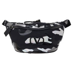 Used Valentino Black/Silver Coated Fabric And Leather Camouspace Belt Bag