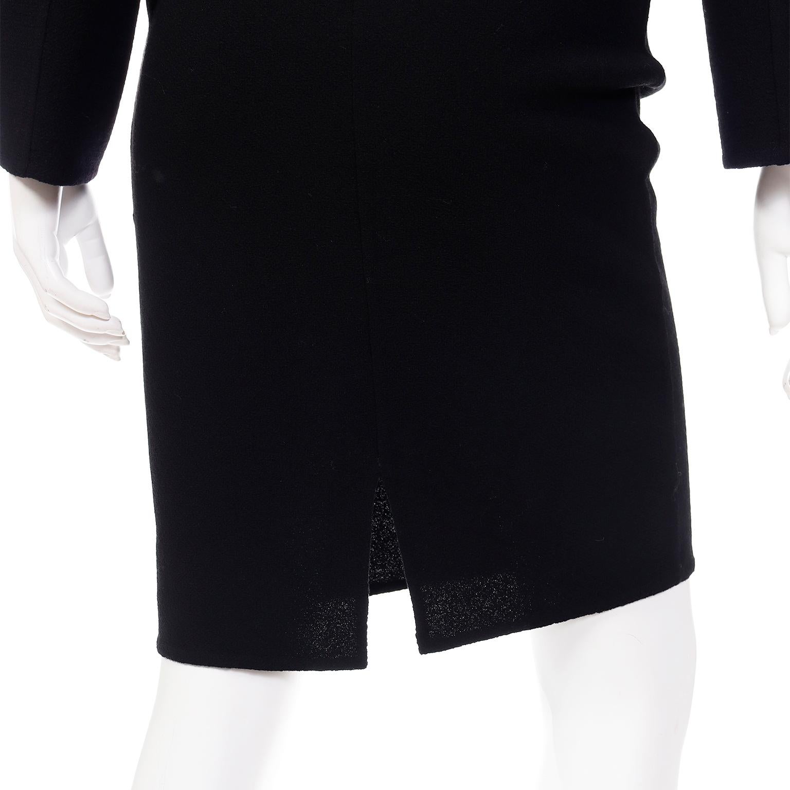 Valentino Black Skirt Suit With Unique Jacket With Bow & Buckle For Sale 5