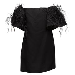 Valentino Black Spring/Summer 2020 Feather-Trimmed Mini Dress