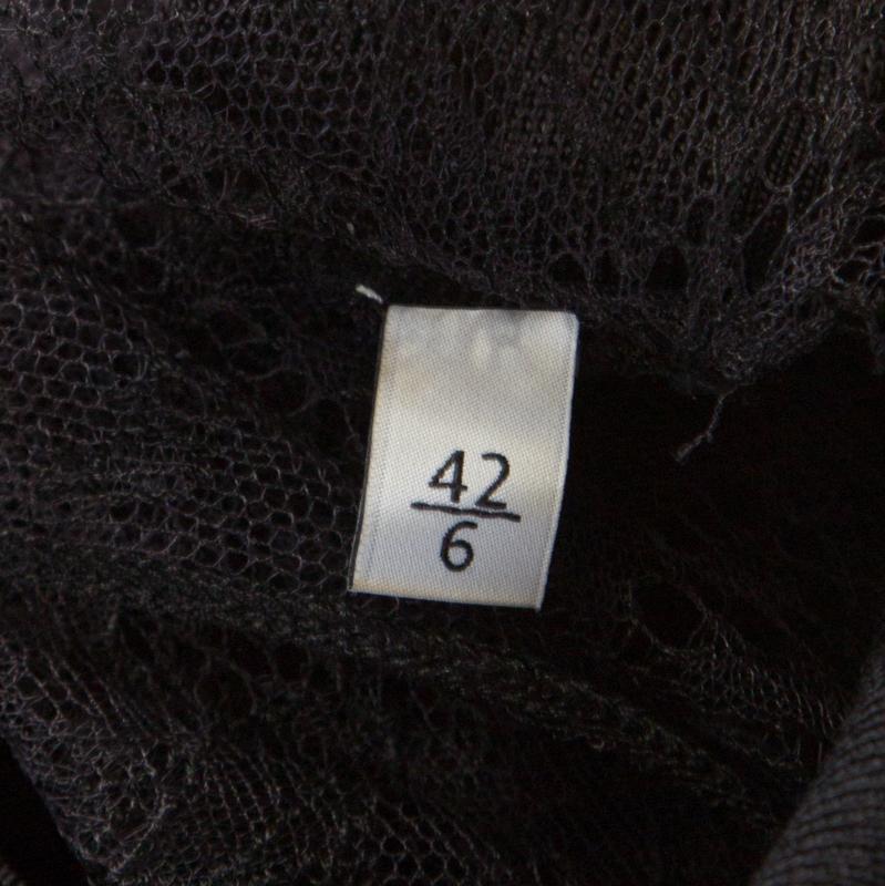 Women's Valentino Black Stretch Knit Sleeveless Lace Insert Bodycon Dress M