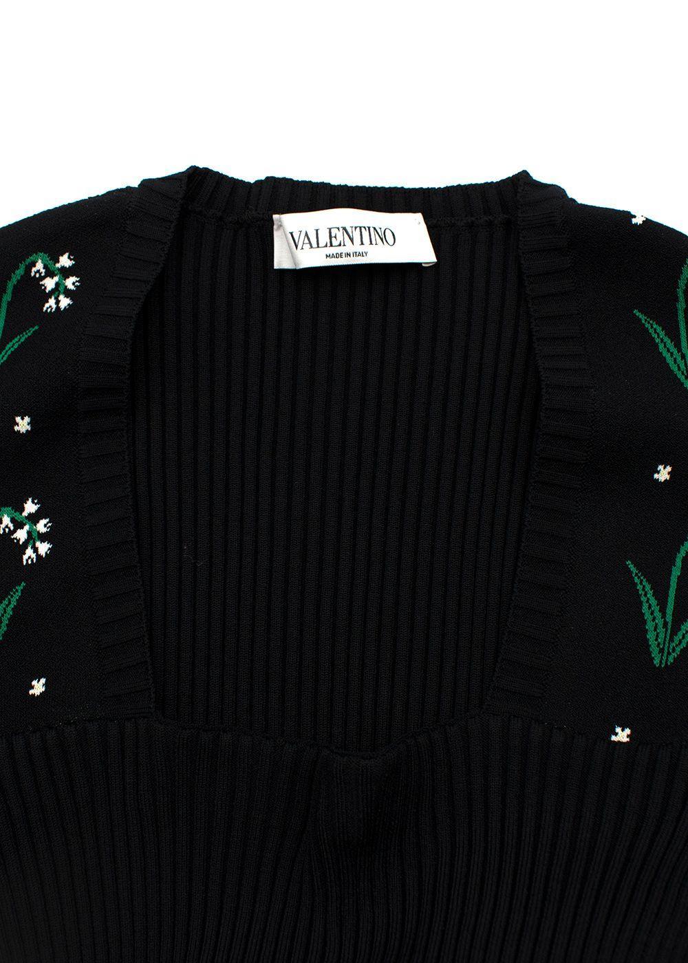 Valentino Vestito a collo quadrato in maglia elastica nera - US 10 in vendita 5