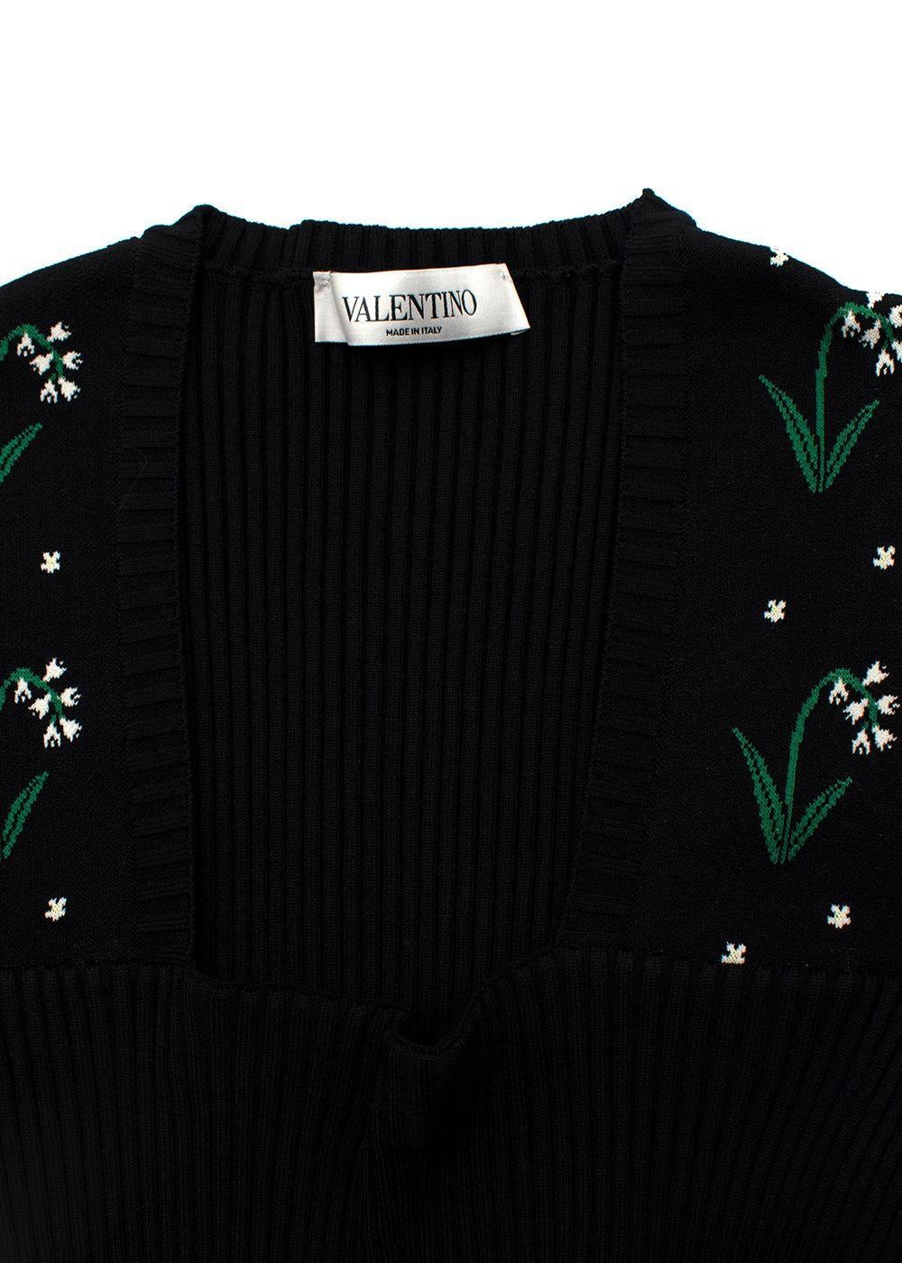 Valentino Vestito a collo quadrato in maglia elastica nera - US 10 In condizioni Nuovo in vendita a London, GB