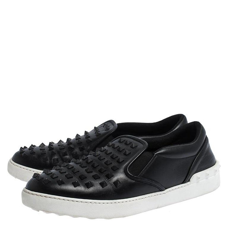 Valentino Studded Slip Ons Valentino Black Studded Leather Slip On
