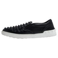 Valentino Black Studded Leather Slip On Sneakers Size 45
